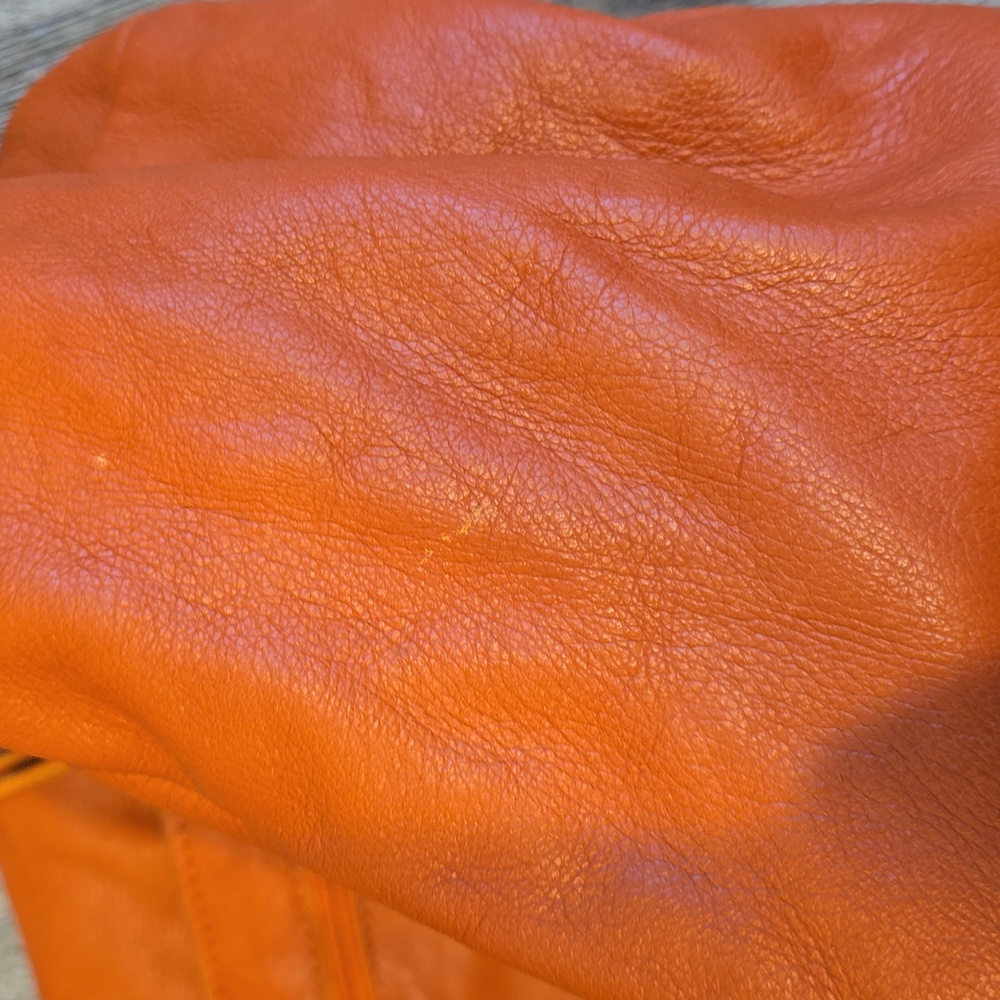 Nardelli Womens Italy Made Orange Large Shoulder Bag Tote Purse Handbag Leather - Picture 12 of 12